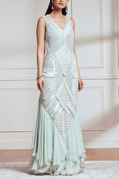 Light grey embroidered gown