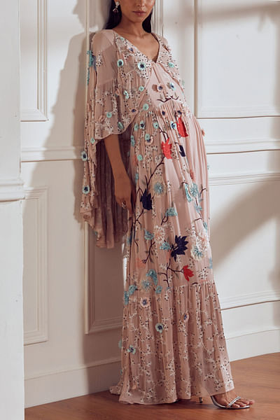 Blush embroidered dress