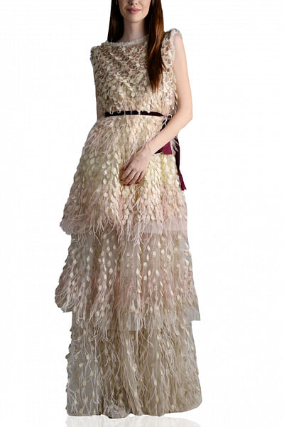 Off-white tiered gown