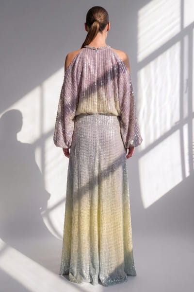 Nikita Mhaisalkar Purple embellished shoulder-cutout dress NIKIJUN26D148090