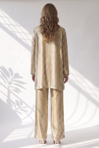 Nikita Mhaisalkar Yellow sequin embellished kurta set NIKIJUN26D148094