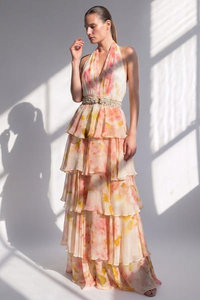 Nikita Mhaisalkar White and pink floral printed maxi dress NIKIJUN26D148097