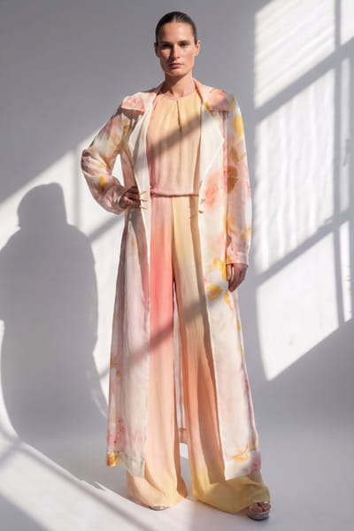Nikita Mhaisalkar White and pink trench coat and jumpsuit set NIKIJUN26D148099