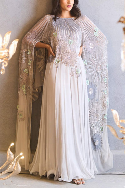 Sheer embellished kaftan dress
