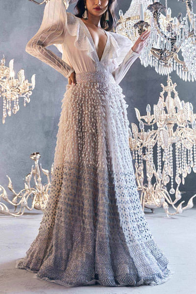 Ivory embellished lehenga set