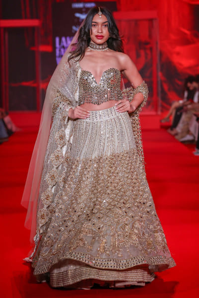 Ivory corset lehenga set