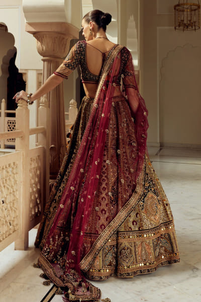Roqa Green zardozi embroidered lehenga set ROQAJUL26D150674