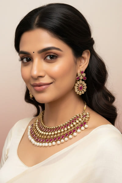 Sea green reversible necklace set