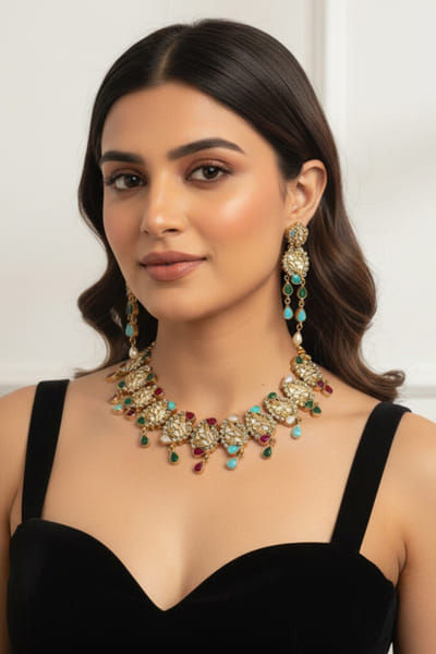 Multicolour gemstone necklace set