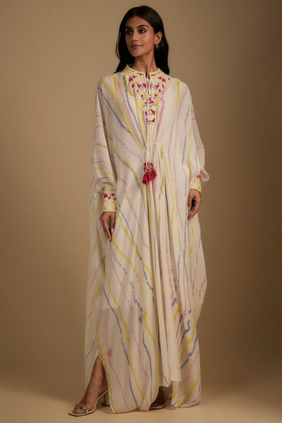 White tie-dye kaftan