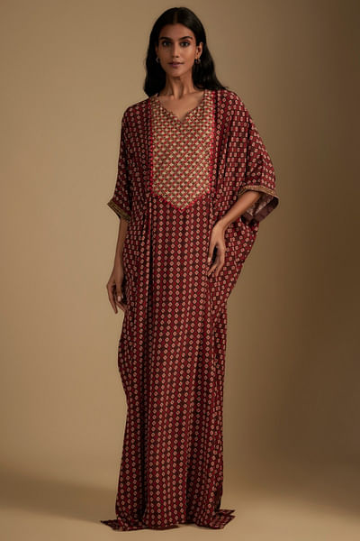 Brown printed kaftan