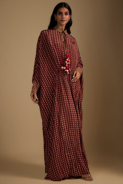 Brown printed kaftan