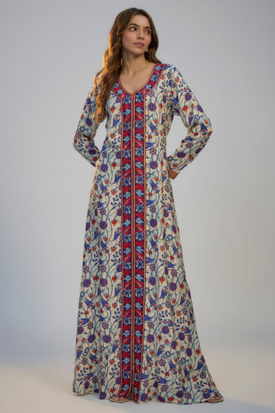 Ivory floral printed dress