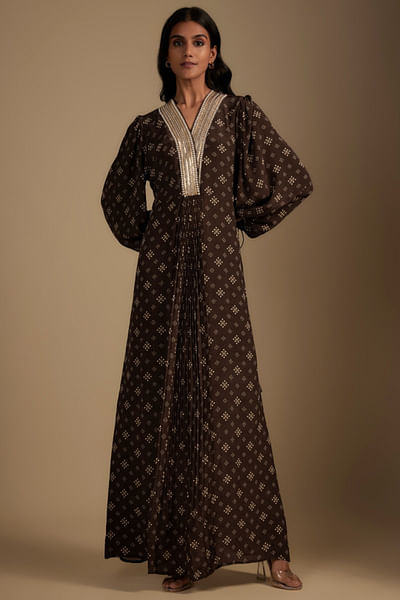 Brown printed dress