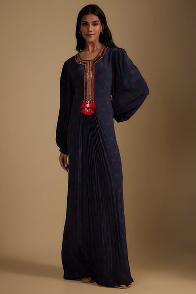 Navy blue printed dress