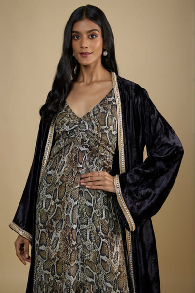 Black velvet cape and dress