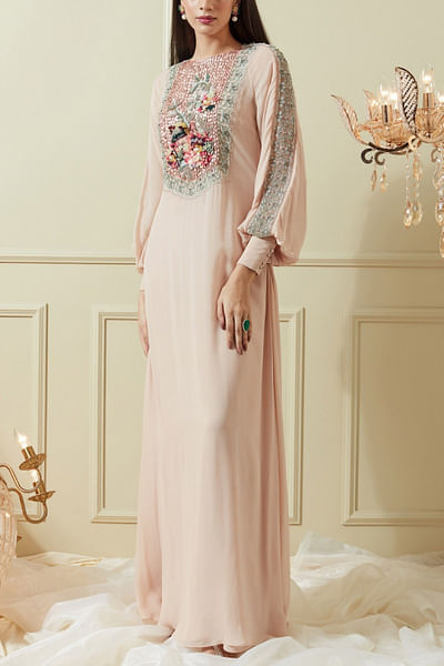 Blush embroidered dress