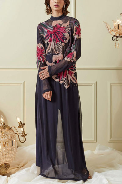 Navy blue dress and trousers