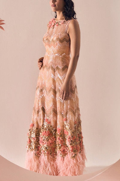 Blush embroidered gown