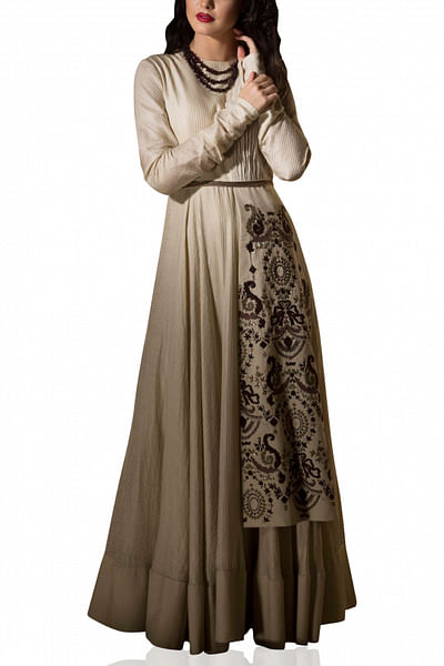 Ivory paneled gown