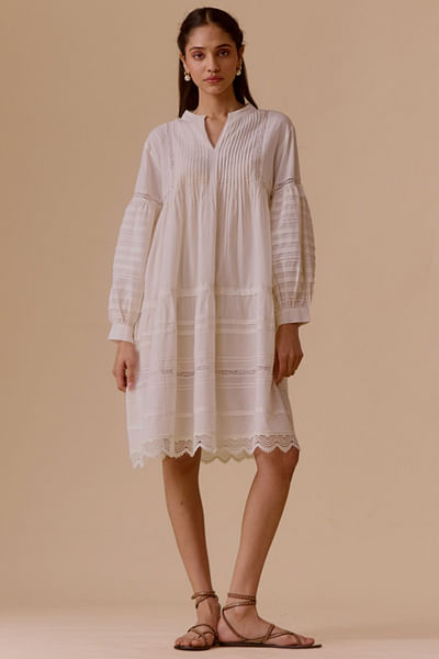 Ivory pintuck dress
