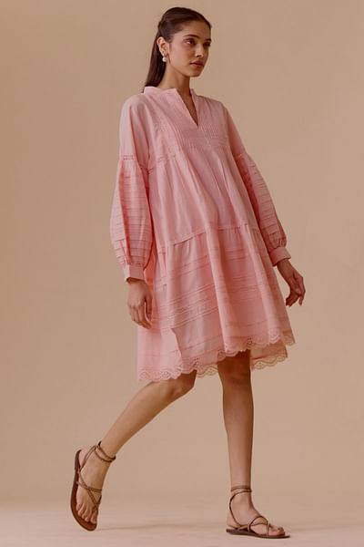 Pink pintuck dress