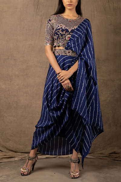 Blue striped concept sari and blouse