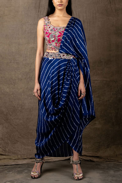 Navy blue concept sari and blouse