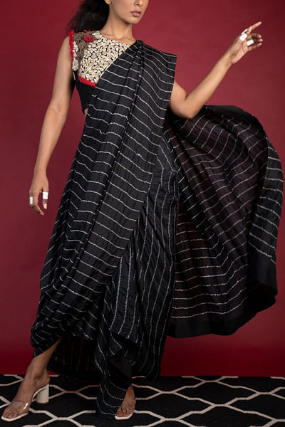 Black bandhani sari and blouse