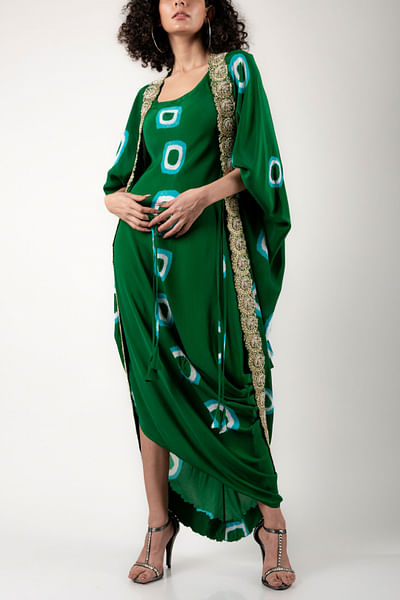 Green hand dyed dress set