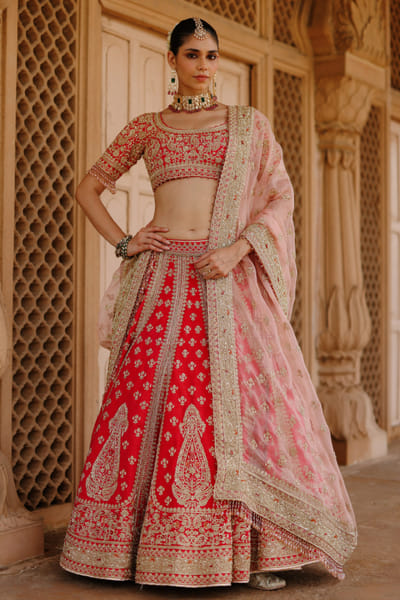 Sheetal Batra Pink dabka-zardozi embroidered lehenga set SHEEAUG26D153088