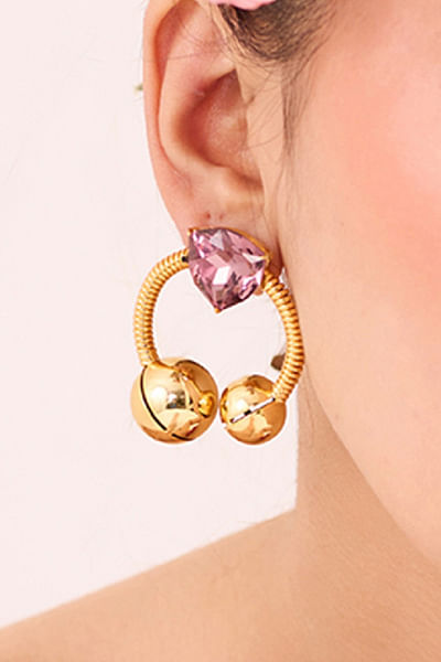 Gold and Mauve Swarovski crystal earrings