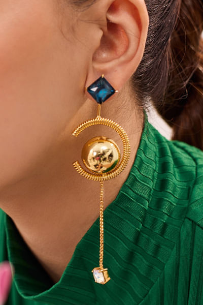 Blue and Gold Swarovski crystal earrings