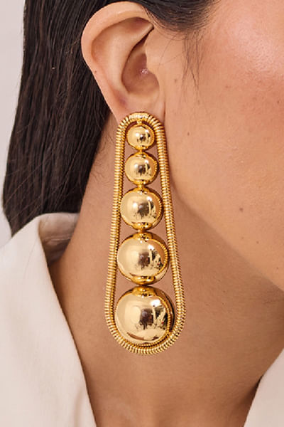 Gold plated round coil spring earrings