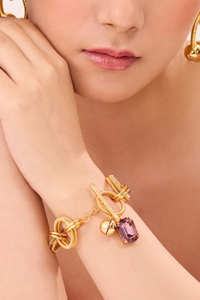 Gold and Mauve Swarovski crystal bracelet
