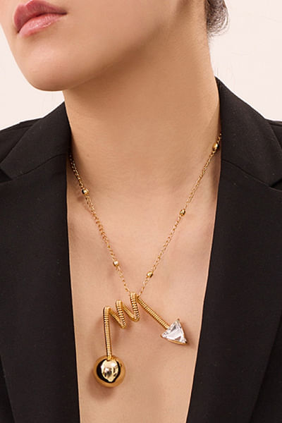 Gold Swarovski crystal chain necklace