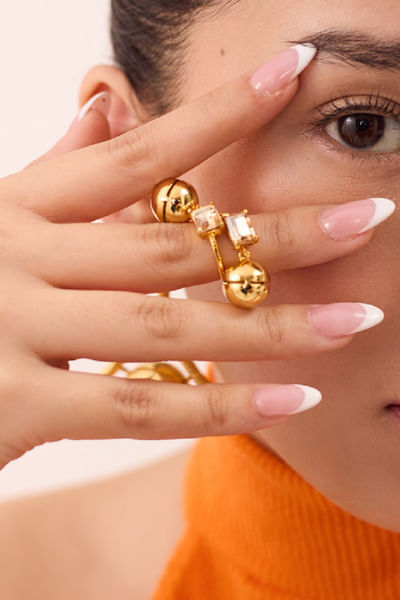 Gold round Swarovski crystal ring