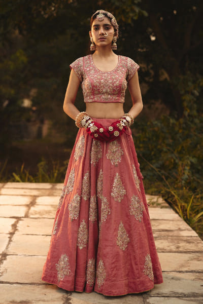Rashika Mittal Rose pink floral embroidered lehenga set RASHJUN26D146603
