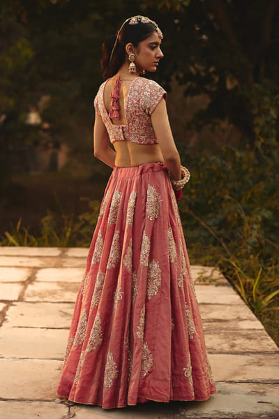 Rashika Mittal Rose pink floral embroidered lehenga set RASHJUN26D146603