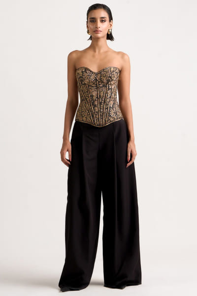 Black embroidered corset