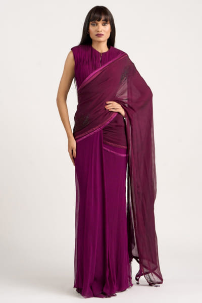 Magenta silk concept sari
