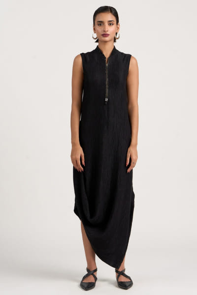 Black cowl drape dress