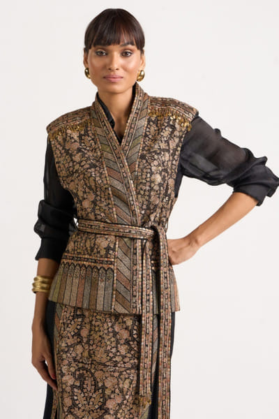 Black embroidered gilet