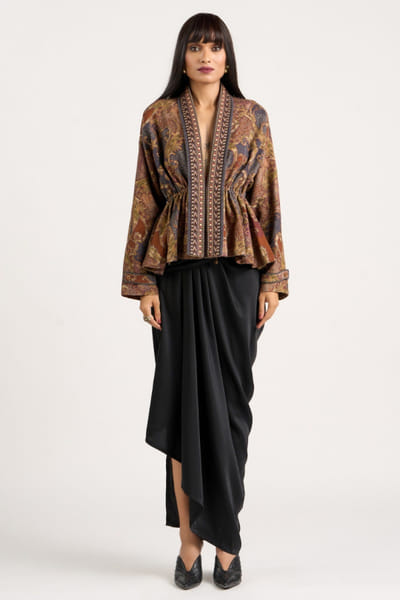 Terracotta paisley printed jacket