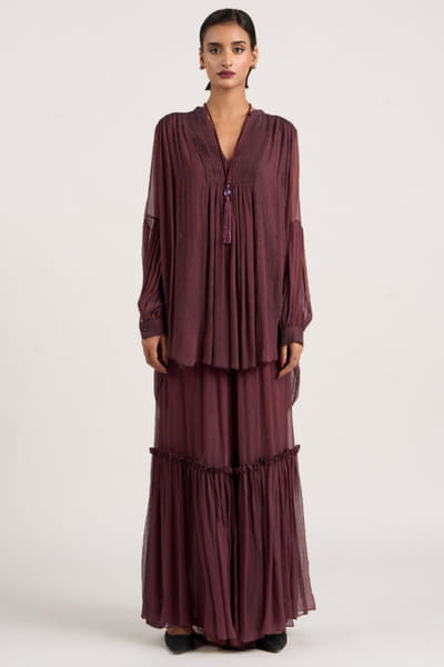 Rose sheer chiffon tunic