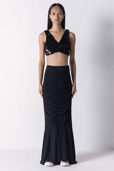 Black gathered skirt
