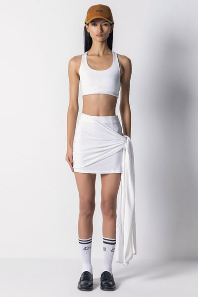White knotted mini skirt