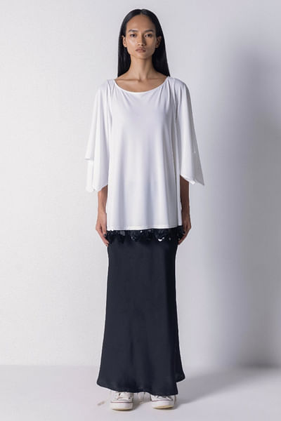 White embroidered crepe top