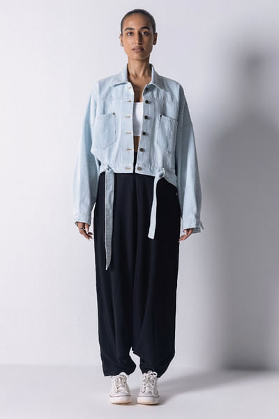 Blue cropped denim jacket