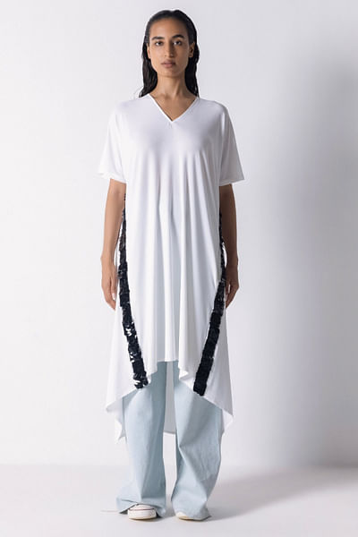 White embroidered oversized kurta
